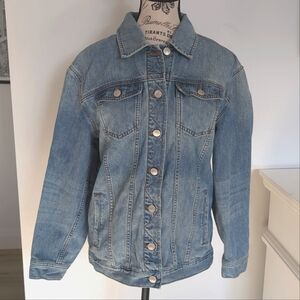 🌴2/$25🌴BOOTLEGGER | Women's Medium Acid Wash Button Down Collared Jean Jacket